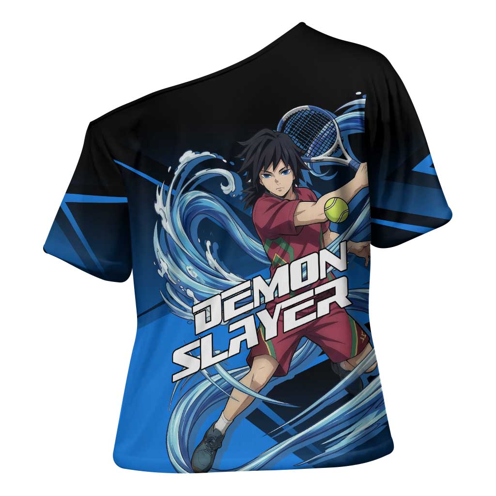 Giyuu Tomioka Water Serve Cross Shoulder Shirt Sporty Anime Mashup Style
