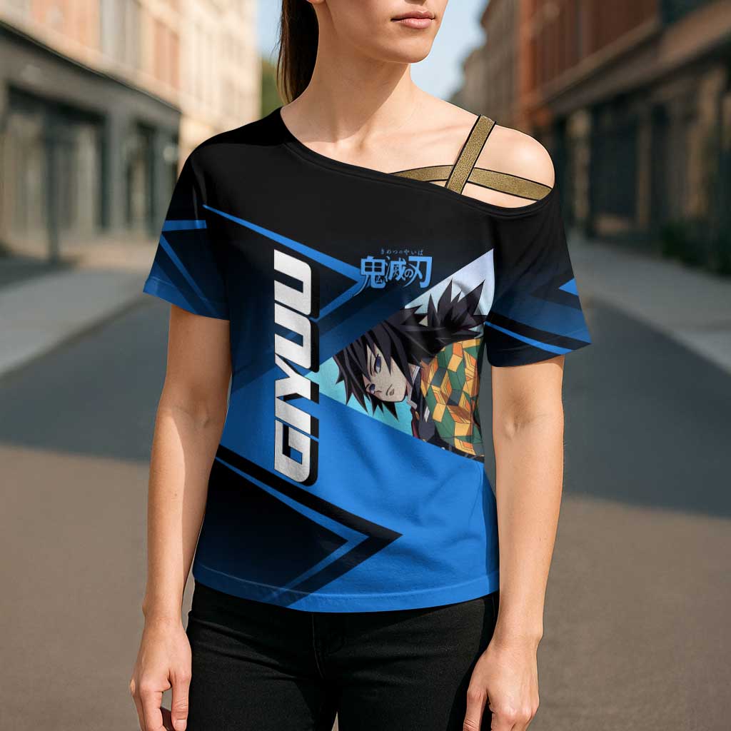 Giyuu Tomioka Water Serve Cross Shoulder Shirt Sporty Anime Mashup Style