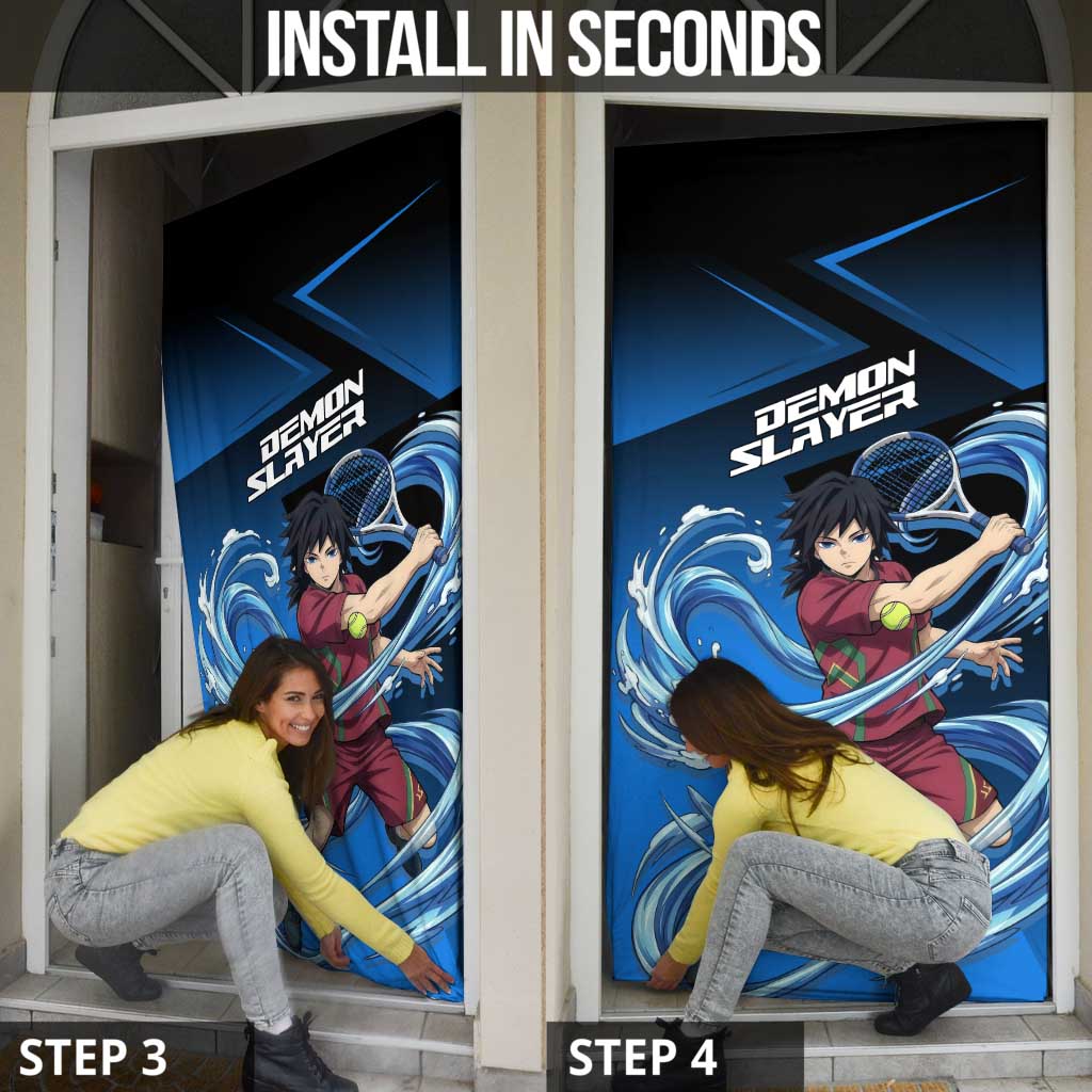 Giyuu Tomioka Water Serve Door Cover Sporty Anime Mashup Style