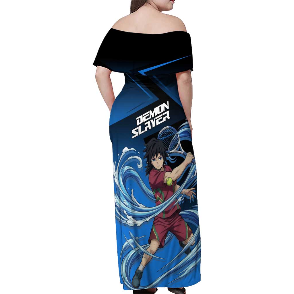 Giyuu Tomioka Water Serve Family Matching Off Shoulder Maxi Dress and Hawaiian Shirt Sporty Anime Mashup Style