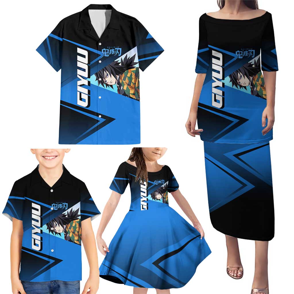 Giyuu Tomioka Water Serve Family Matching Puletasi and Hawaiian Shirt Sporty Anime Mashup Style