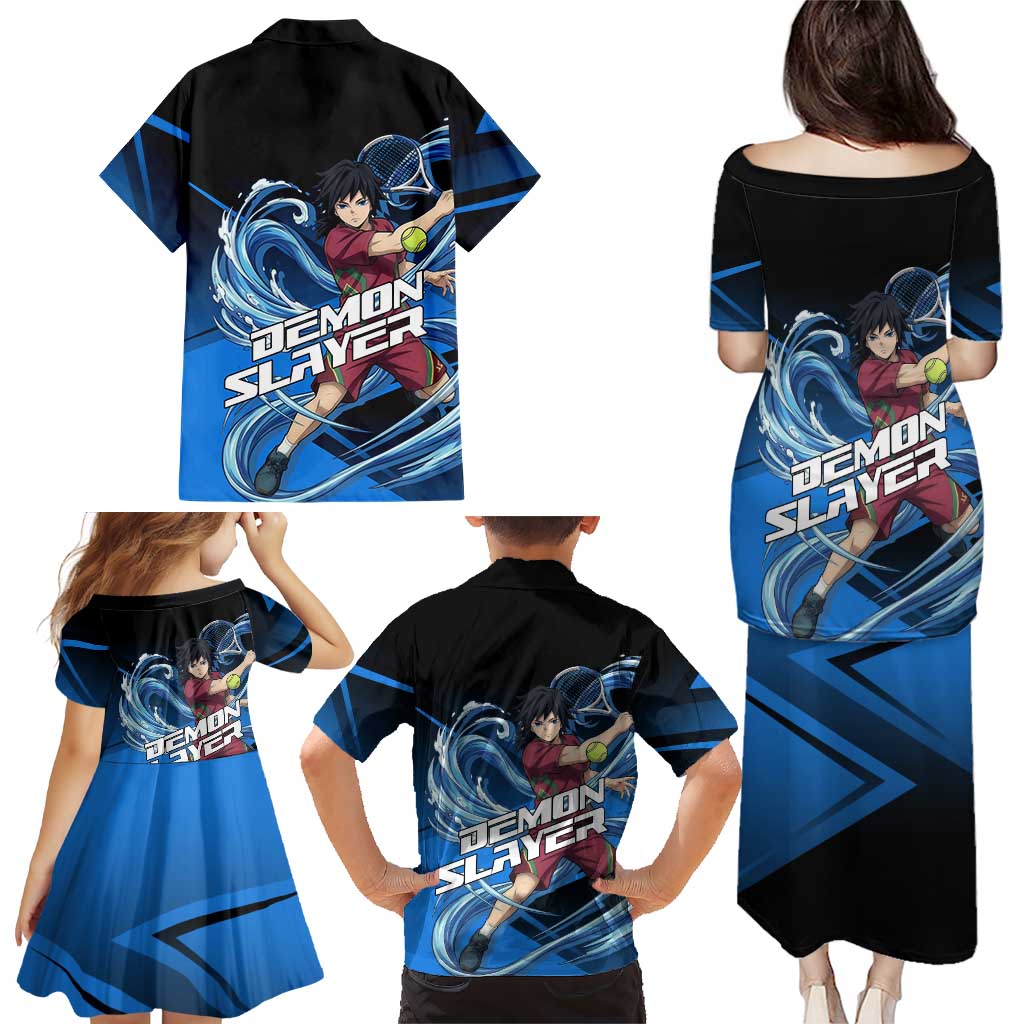 Giyuu Tomioka Water Serve Family Matching Puletasi and Hawaiian Shirt Sporty Anime Mashup Style