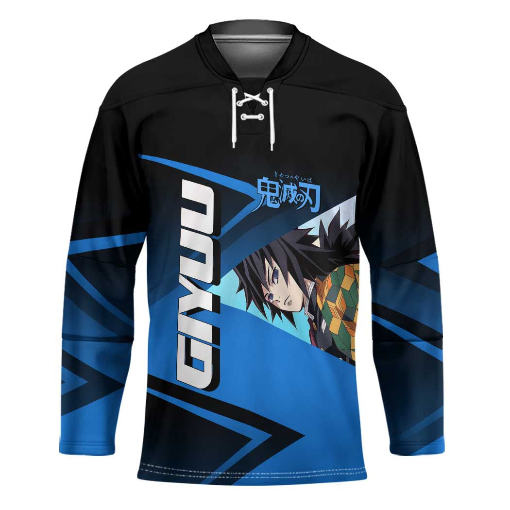 Giyuu Tomioka Water Serve Hockey Jersey Sporty Anime Mashup Style