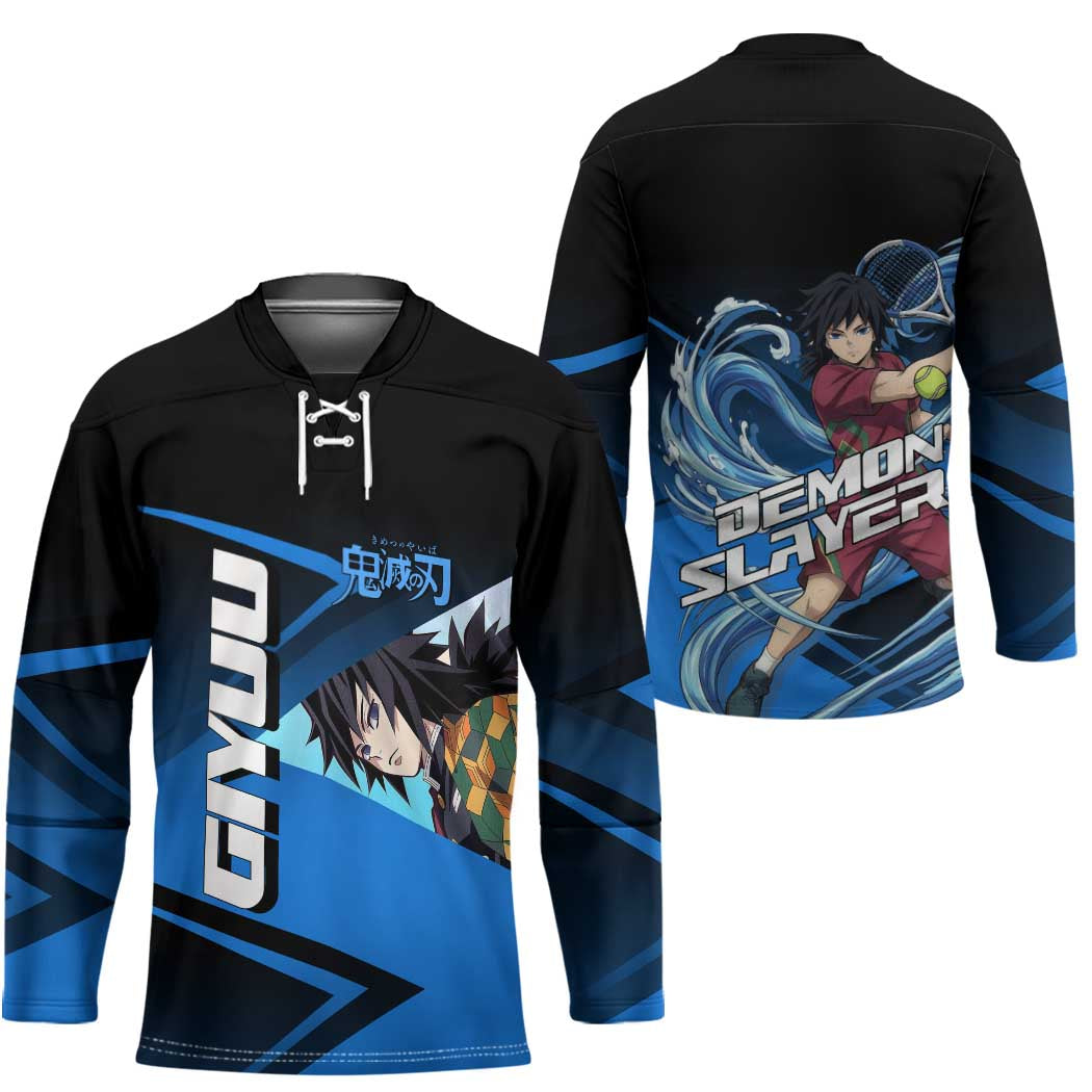 Giyuu Tomioka Water Serve Hockey Jersey Sporty Anime Mashup Style