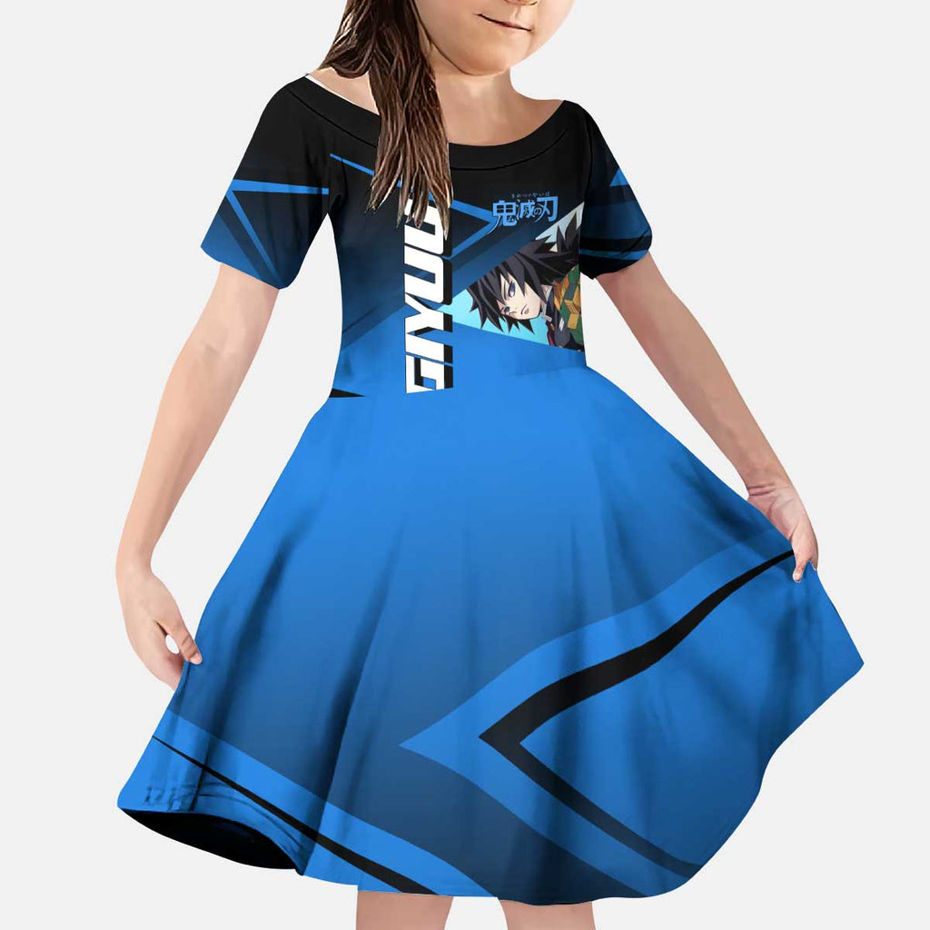 Giyuu Tomioka Water Serve Kid Short Sleeve Dress Sporty Anime Mashup Style