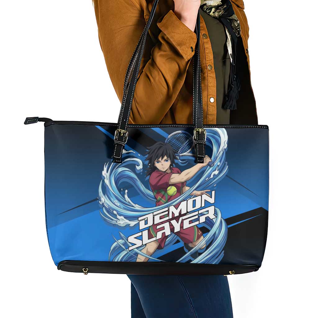 Giyuu Tomioka Water Serve Leather Tote Bag Sporty Anime Mashup Style