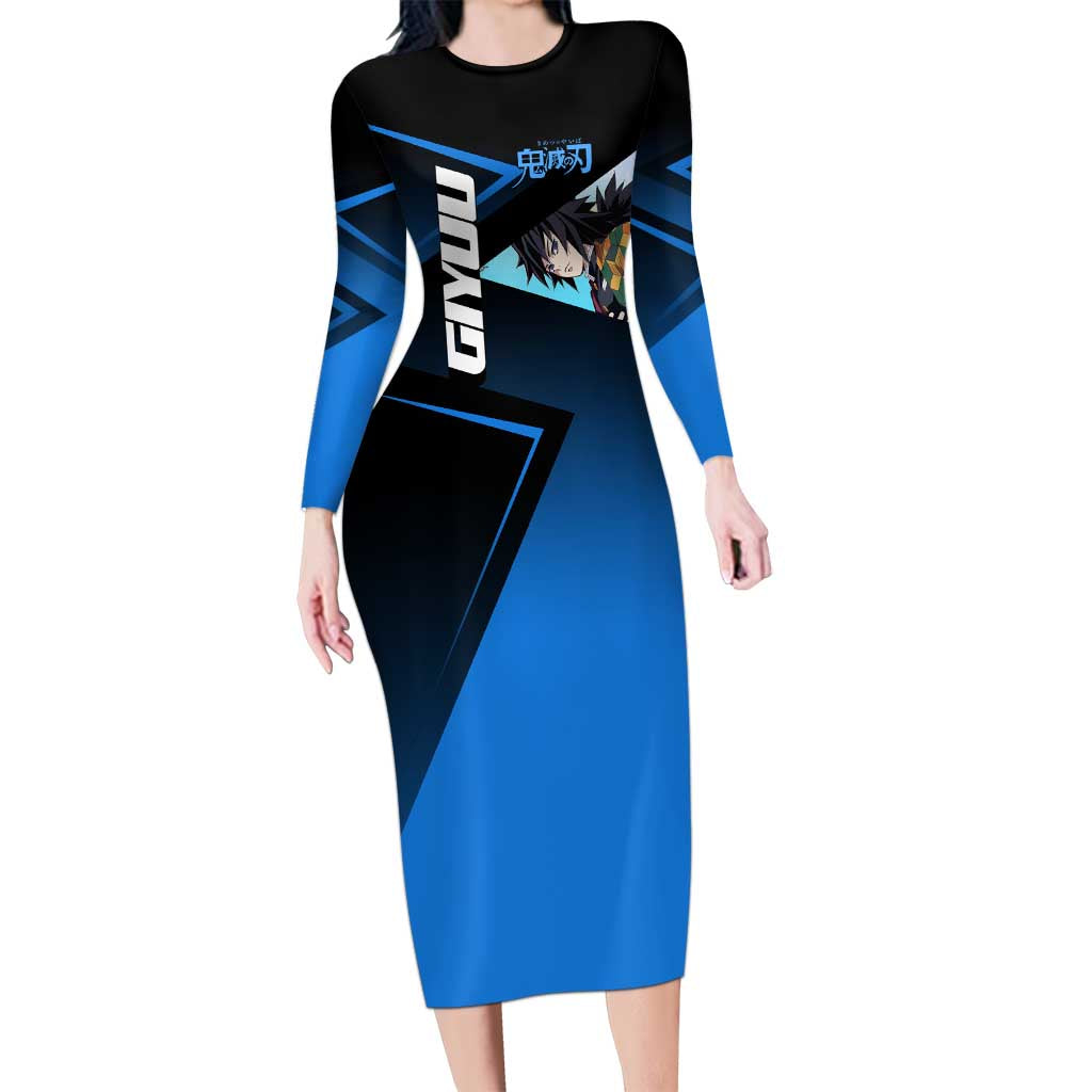 Giyuu Tomioka Water Serve Long Sleeve Bodycon Dress Sporty Anime Mashup Style