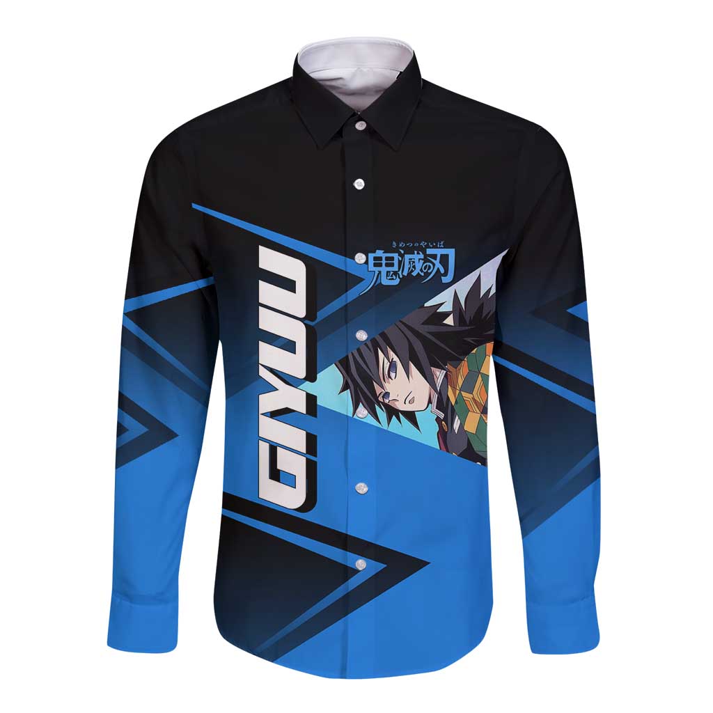 Giyuu Tomioka Water Serve Long Sleeve Button Shirt Sporty Anime Mashup Style