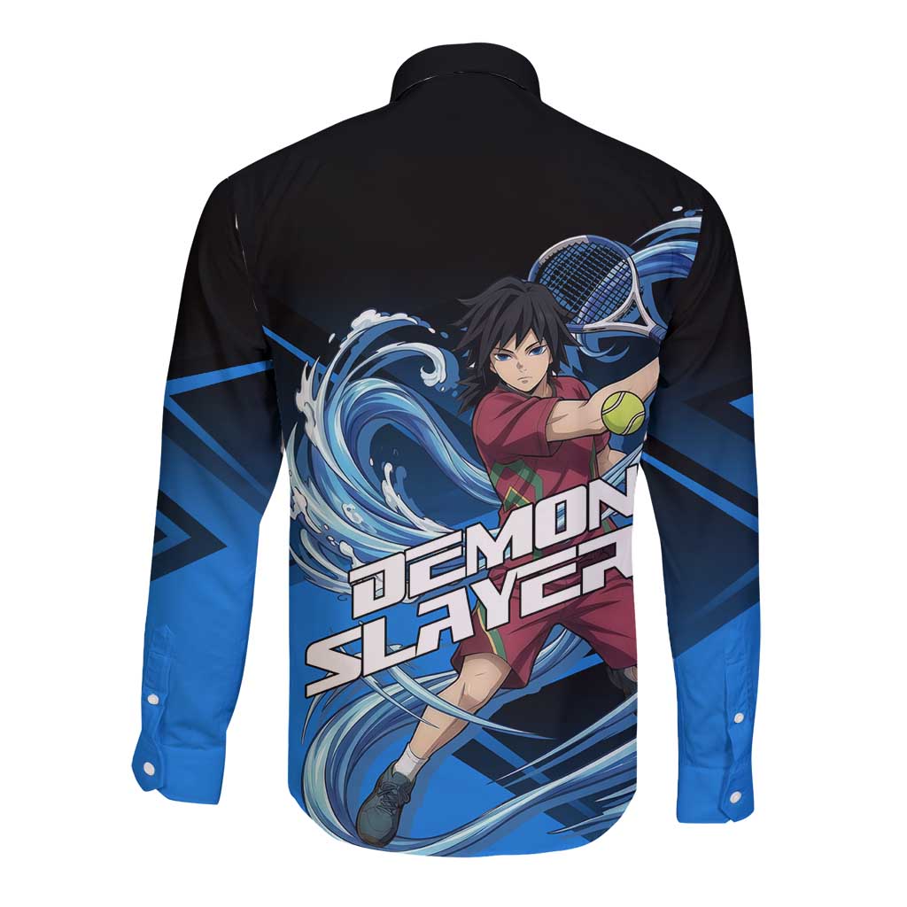 Giyuu Tomioka Water Serve Long Sleeve Button Shirt Sporty Anime Mashup Style