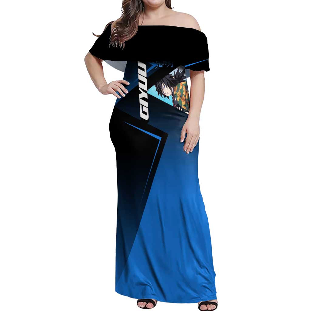 Giyuu Tomioka Water Serve Off Shoulder Maxi Dress Sporty Anime Mashup Style