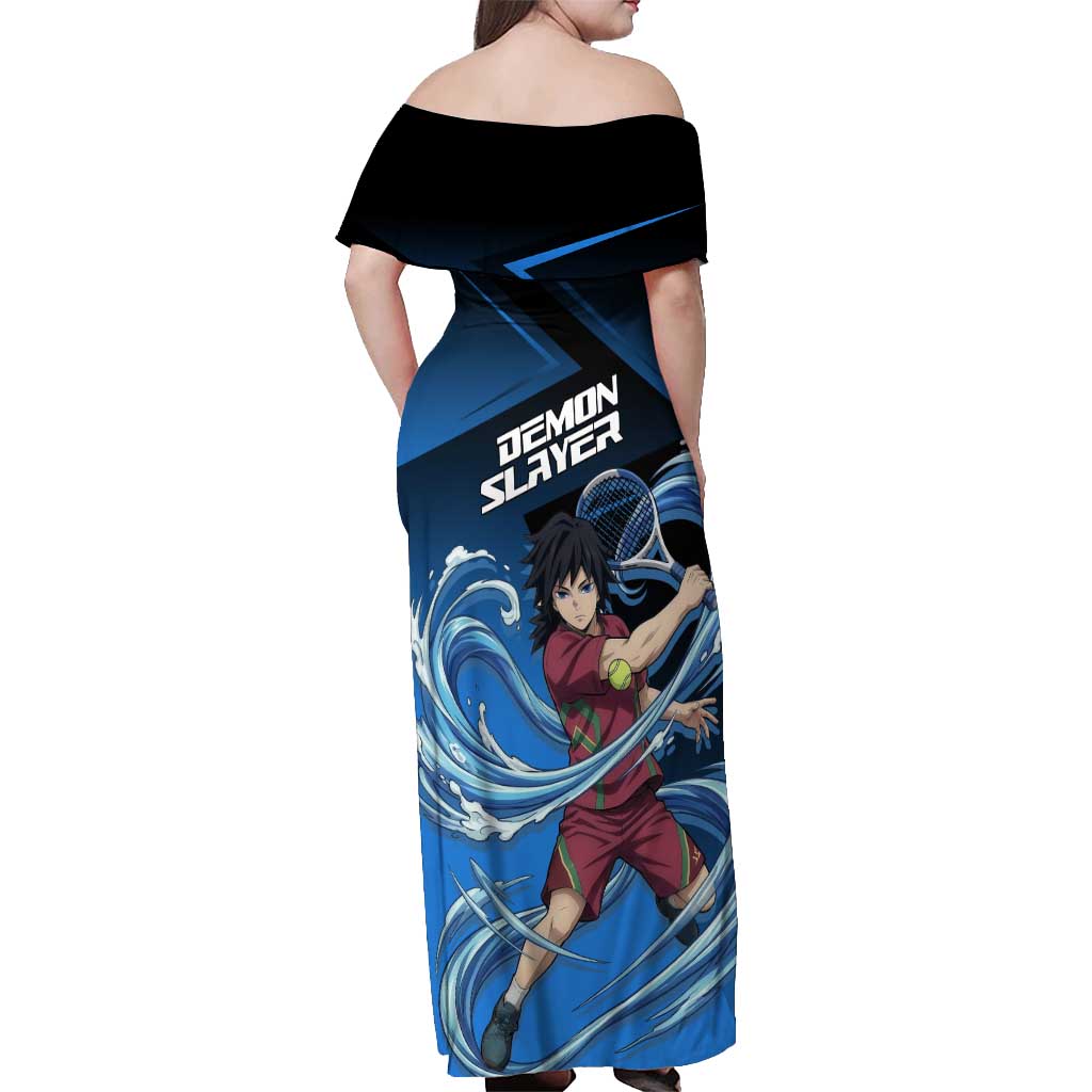 Giyuu Tomioka Water Serve Off Shoulder Maxi Dress Sporty Anime Mashup Style
