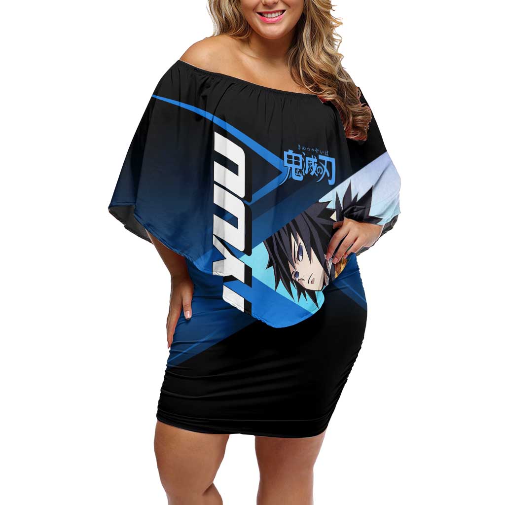Giyuu Tomioka Water Serve Off Shoulder Short Dress Sporty Anime Mashup Style