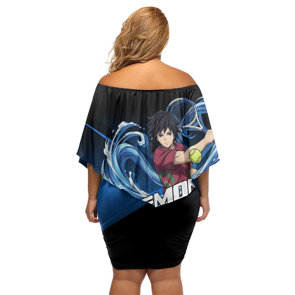 Giyuu Tomioka Water Serve Off Shoulder Short Dress Sporty Anime Mashup Style