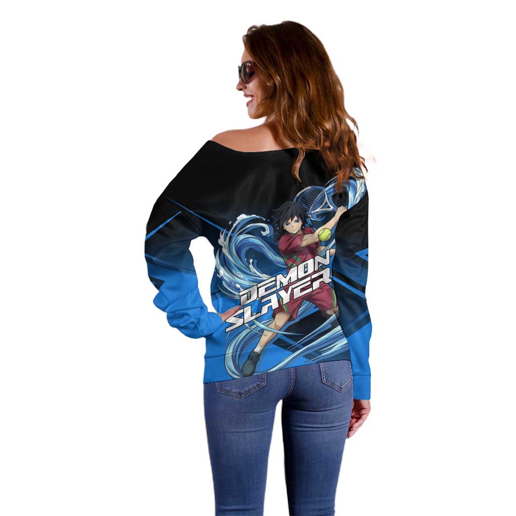Giyuu Tomioka Water Serve Off Shoulder Sweater Sporty Anime Mashup Style