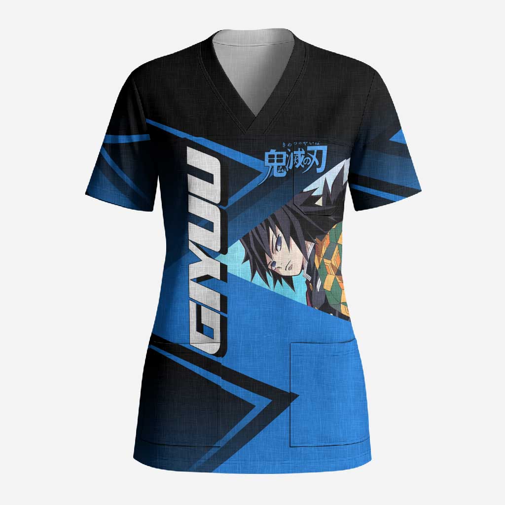 Giyuu Tomioka Water Serve Scrub Top Sporty Anime Mashup Style