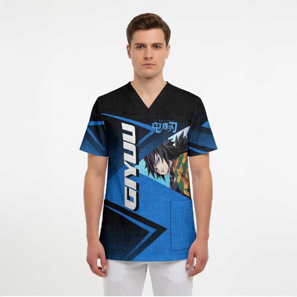 Giyuu Tomioka Water Serve Scrub Top Sporty Anime Mashup Style