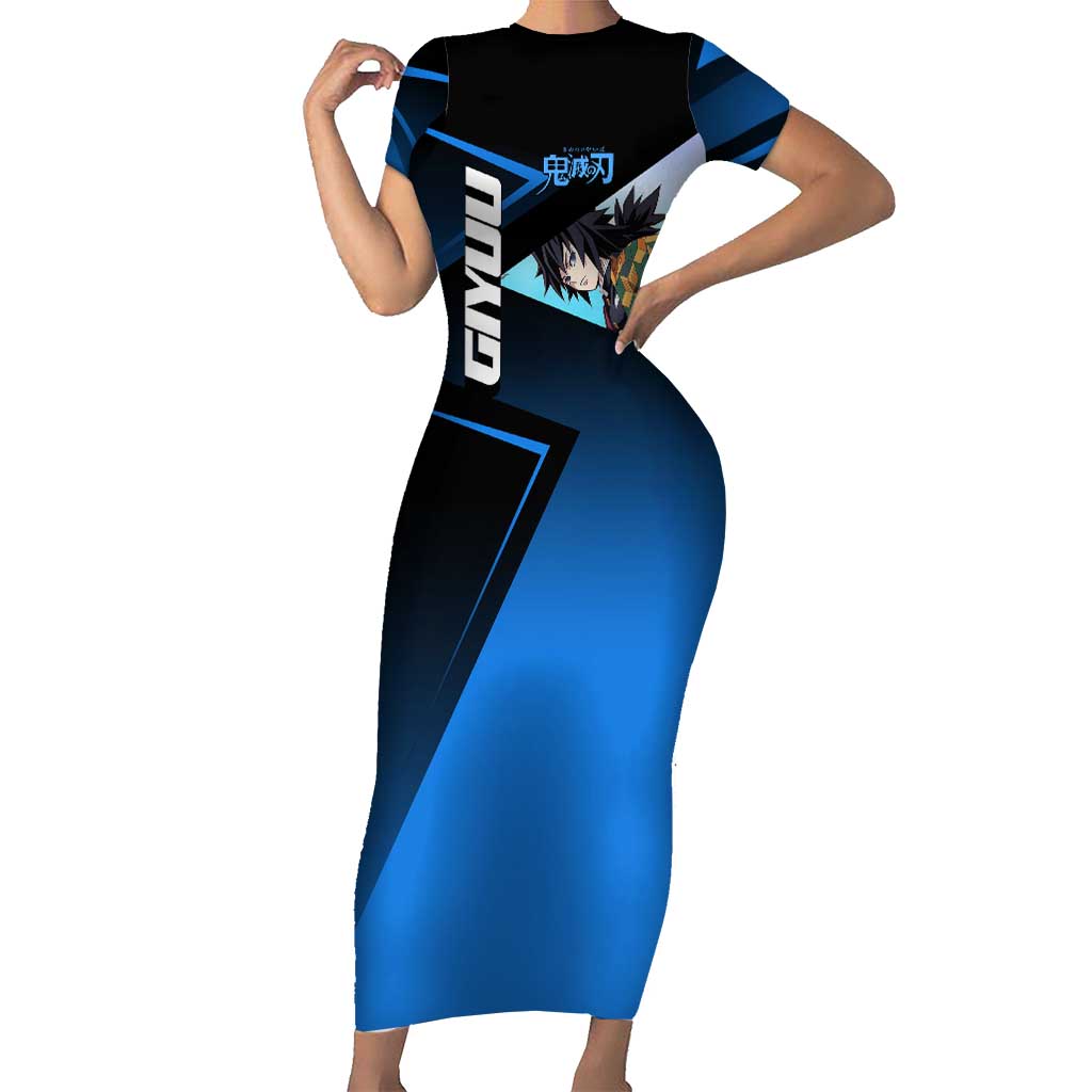 Giyuu Tomioka Water Serve Short Sleeve Bodycon Dress Sporty Anime Mashup Style