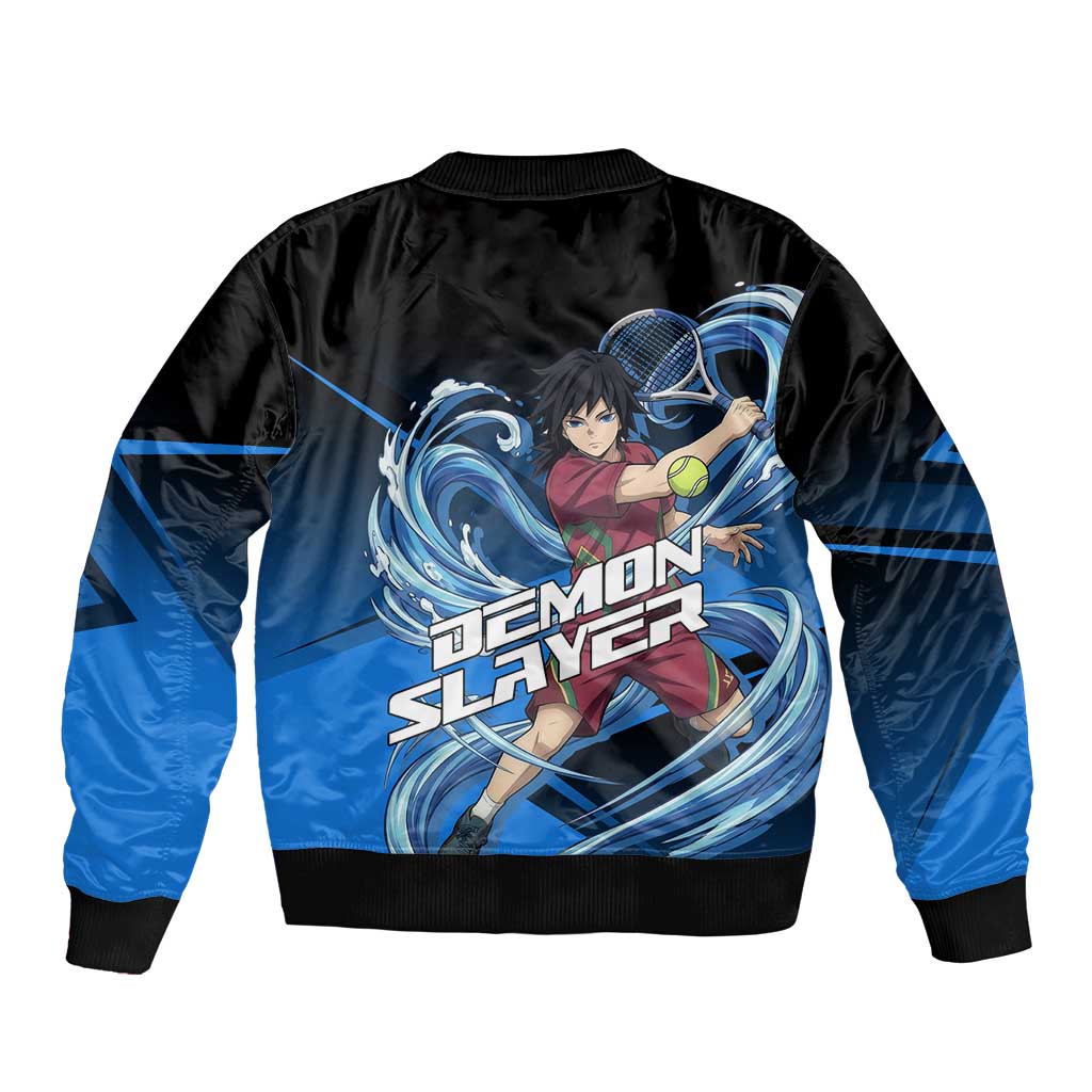 Giyuu Tomioka Water Serve Sleeve Zip Bomber Jacket Sporty Anime Mashup Style