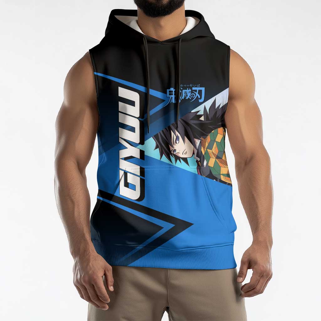 Giyuu Tomioka Water Serve Sleeveless Hoodie Sporty Anime Mashup Style