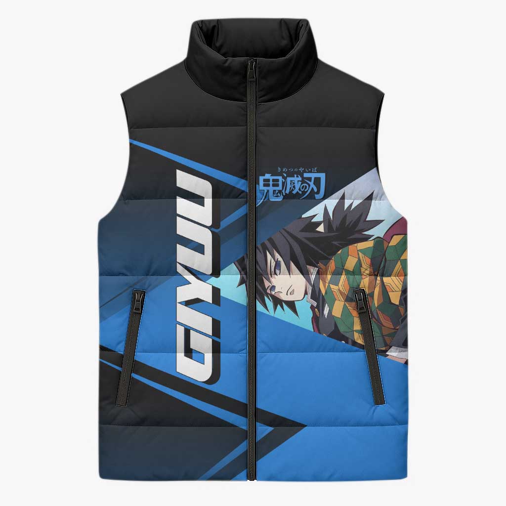 Giyuu Tomioka Water Serve Sleeveless Puffer Jacket Sporty Anime Mashup Style