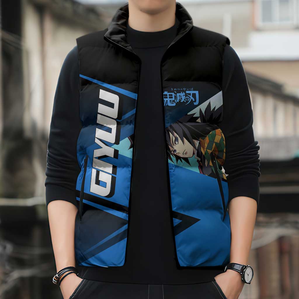 Giyuu Tomioka Water Serve Sleeveless Puffer Jacket Sporty Anime Mashup Style