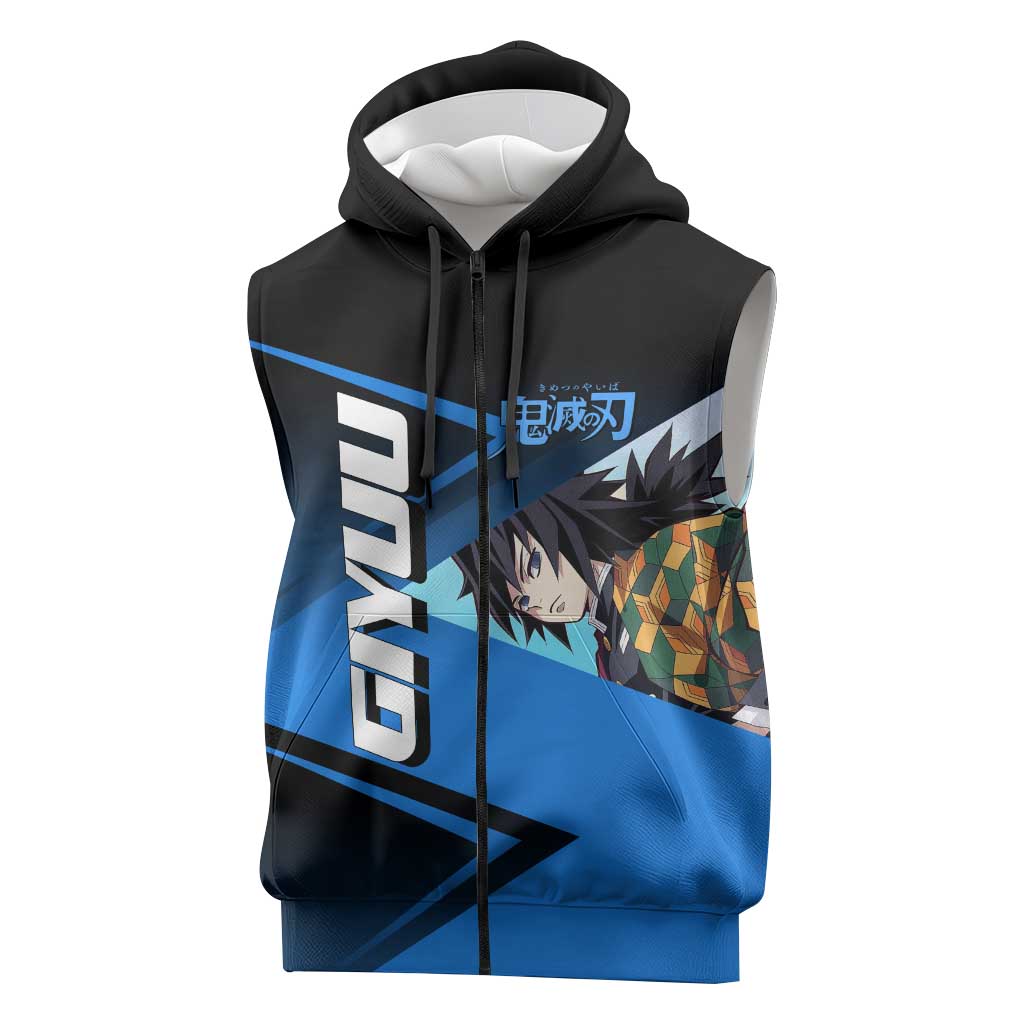 Giyuu Tomioka Water Serve Sleeveless Zip Hoodie Sporty Anime Mashup Style