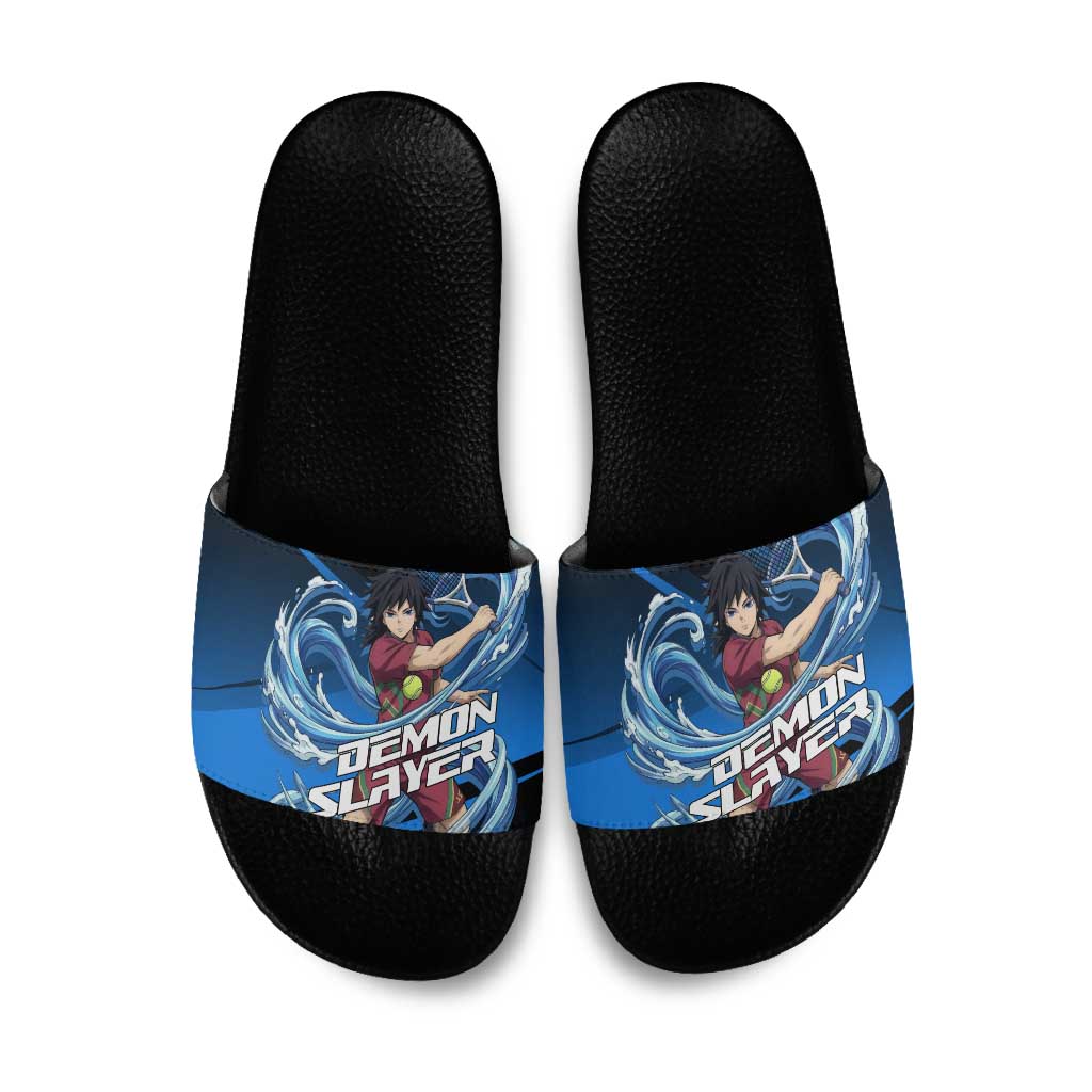 Giyuu Tomioka Water Serve Slide Sandals Sporty Anime Mashup Style