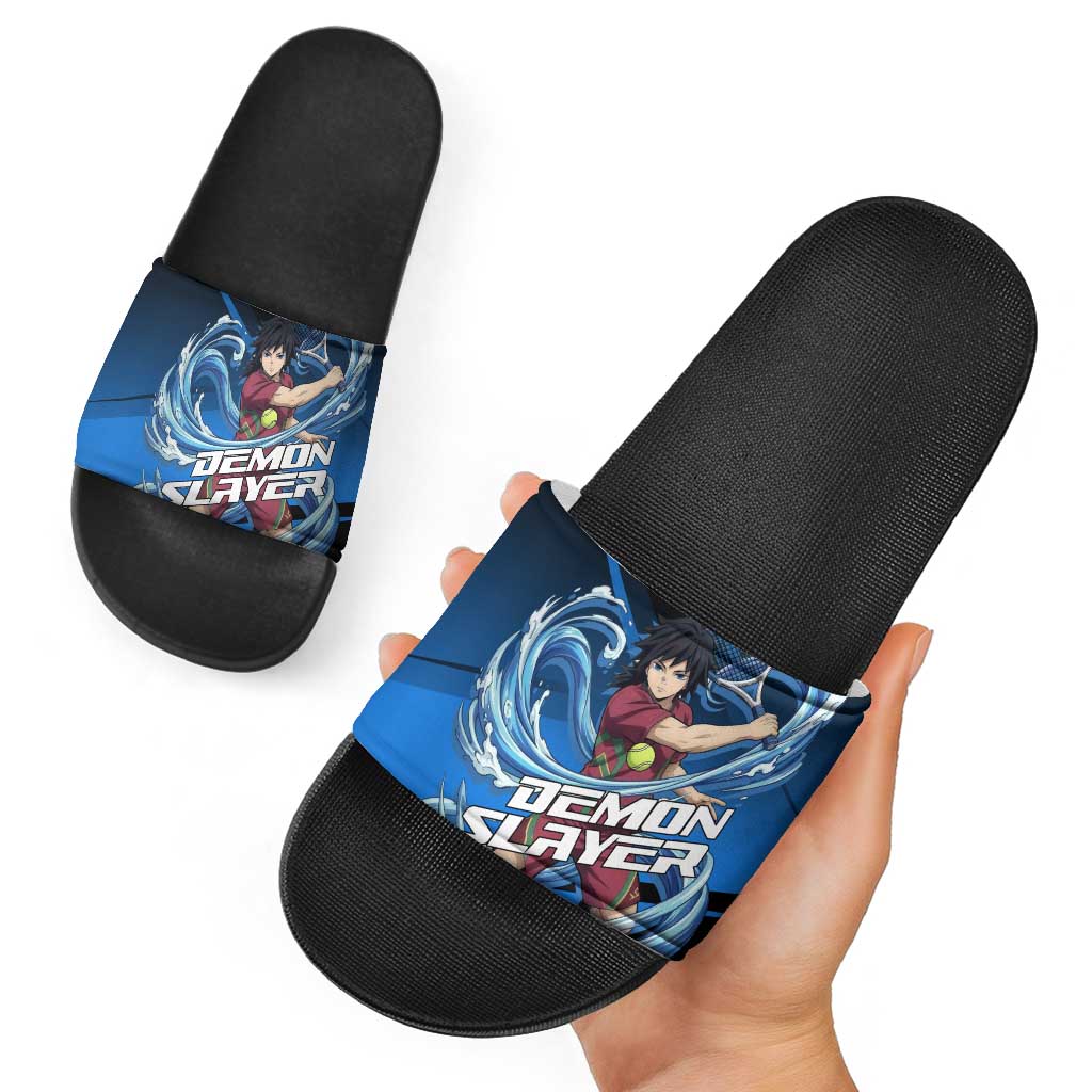 Giyuu Tomioka Water Serve Slide Sandals Sporty Anime Mashup Style