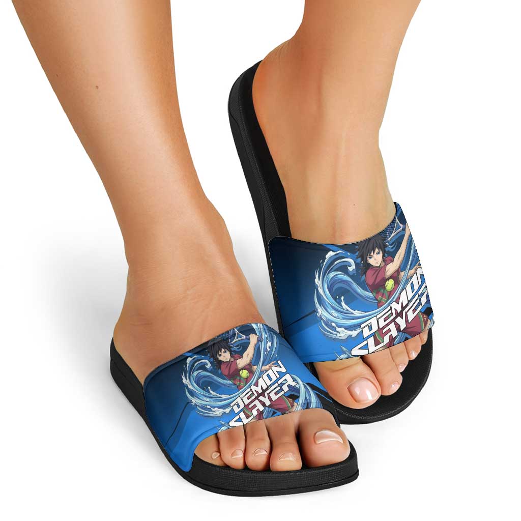 Giyuu Tomioka Water Serve Slide Sandals Sporty Anime Mashup Style
