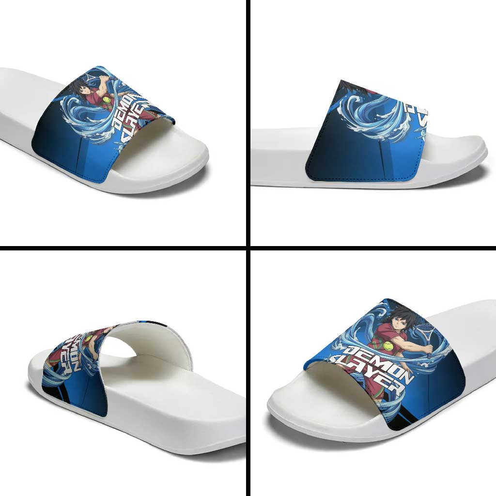 Giyuu Tomioka Water Serve Slide Sandals Sporty Anime Mashup Style