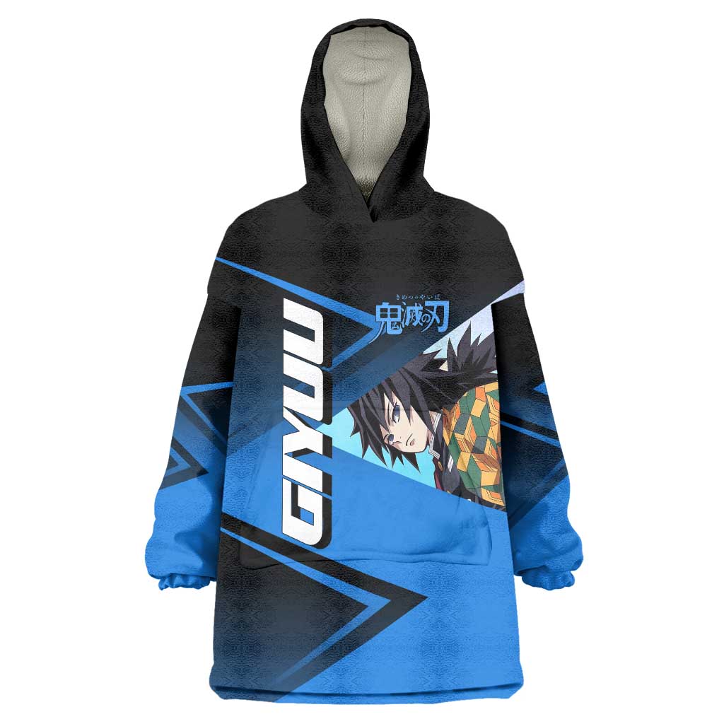 Giyuu Tomioka Water Serve Wearable Blanket Hoodie Sporty Anime Mashup Style