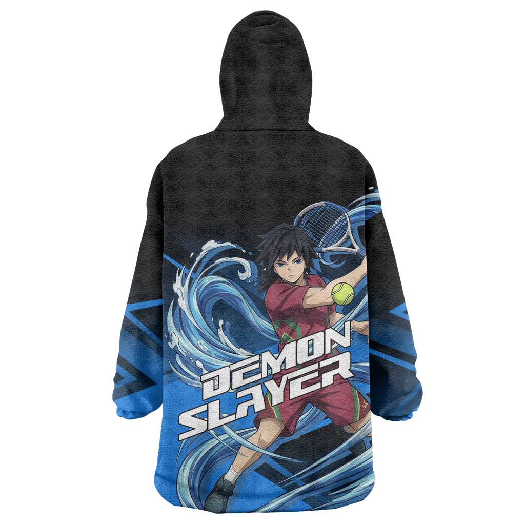 Giyuu Tomioka Water Serve Wearable Blanket Hoodie Sporty Anime Mashup Style
