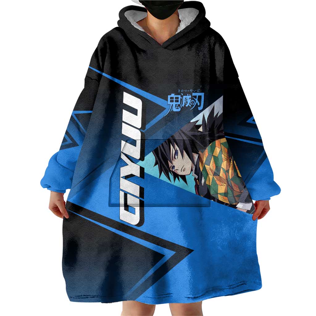 Giyuu Tomioka Water Serve Wearable Blanket Hoodie Sporty Anime Mashup Style
