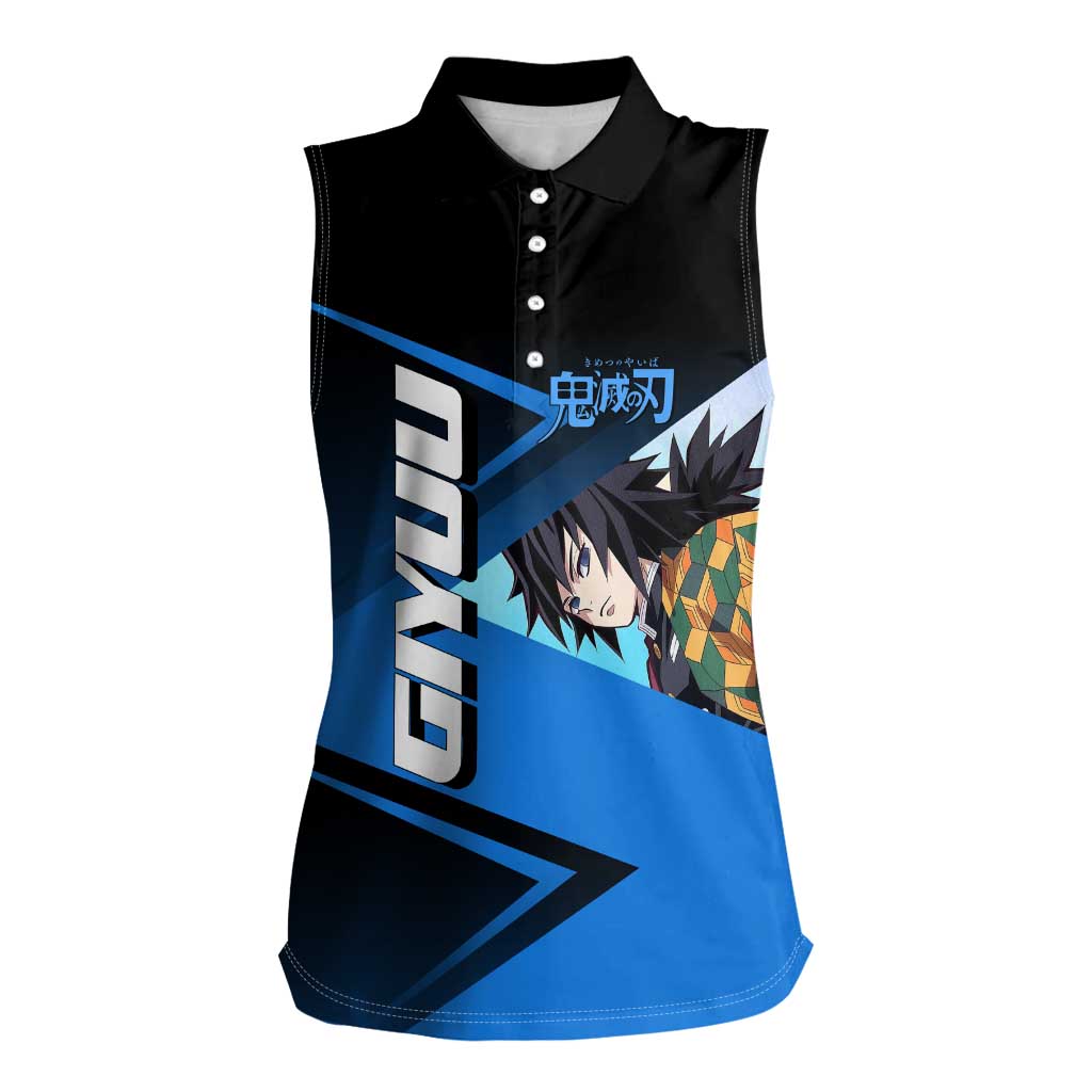Giyuu Tomioka Water Serve Women Sleeveless Polo Shirt Sporty Anime Mashup Style