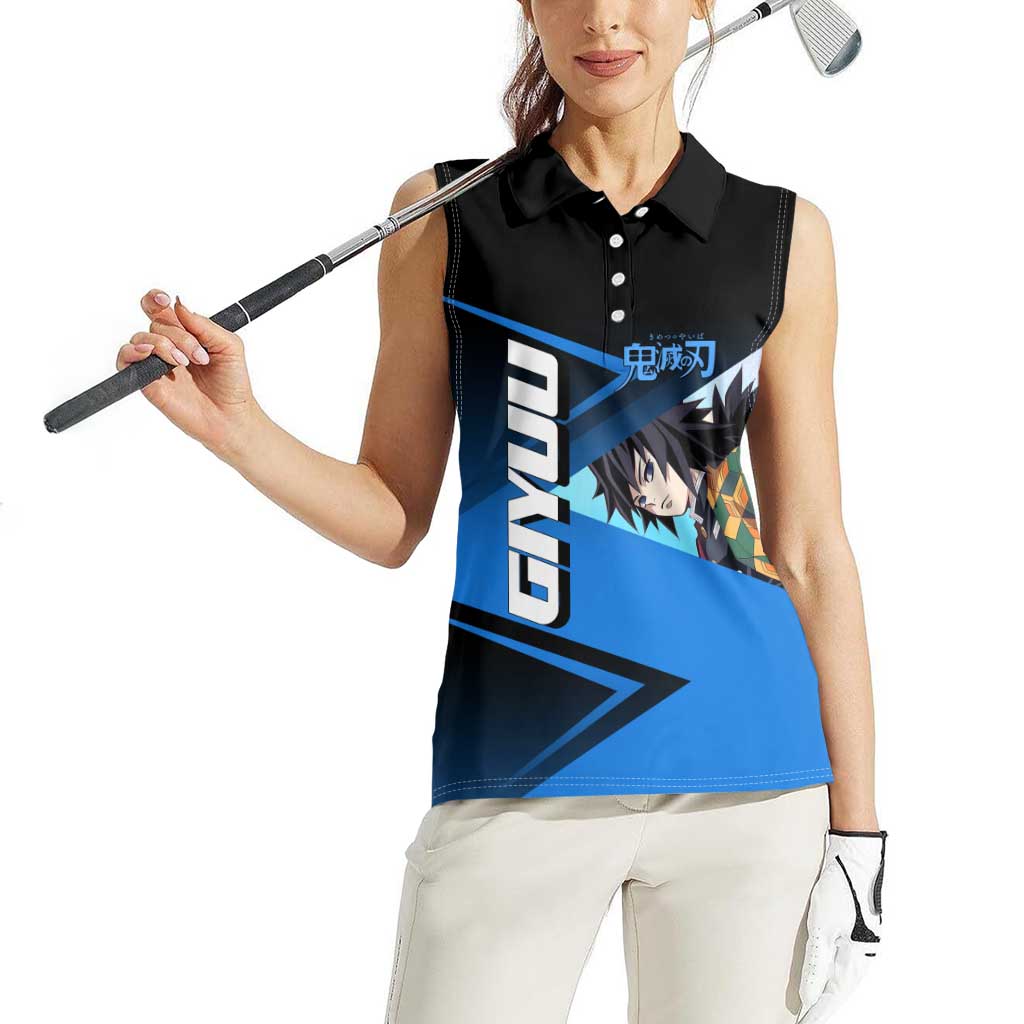 Giyuu Tomioka Water Serve Women Sleeveless Polo Shirt Sporty Anime Mashup Style