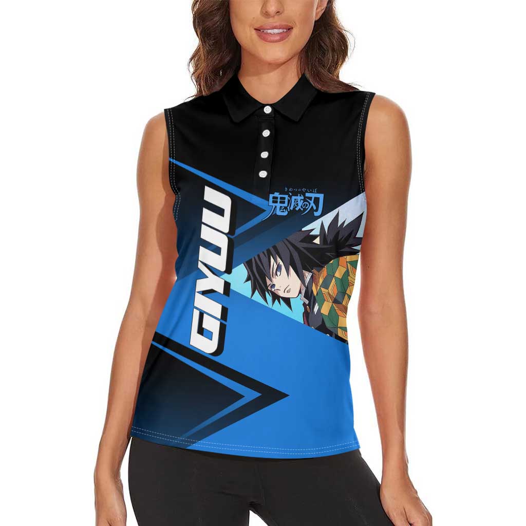Giyuu Tomioka Water Serve Women Sleeveless Polo Shirt Sporty Anime Mashup Style