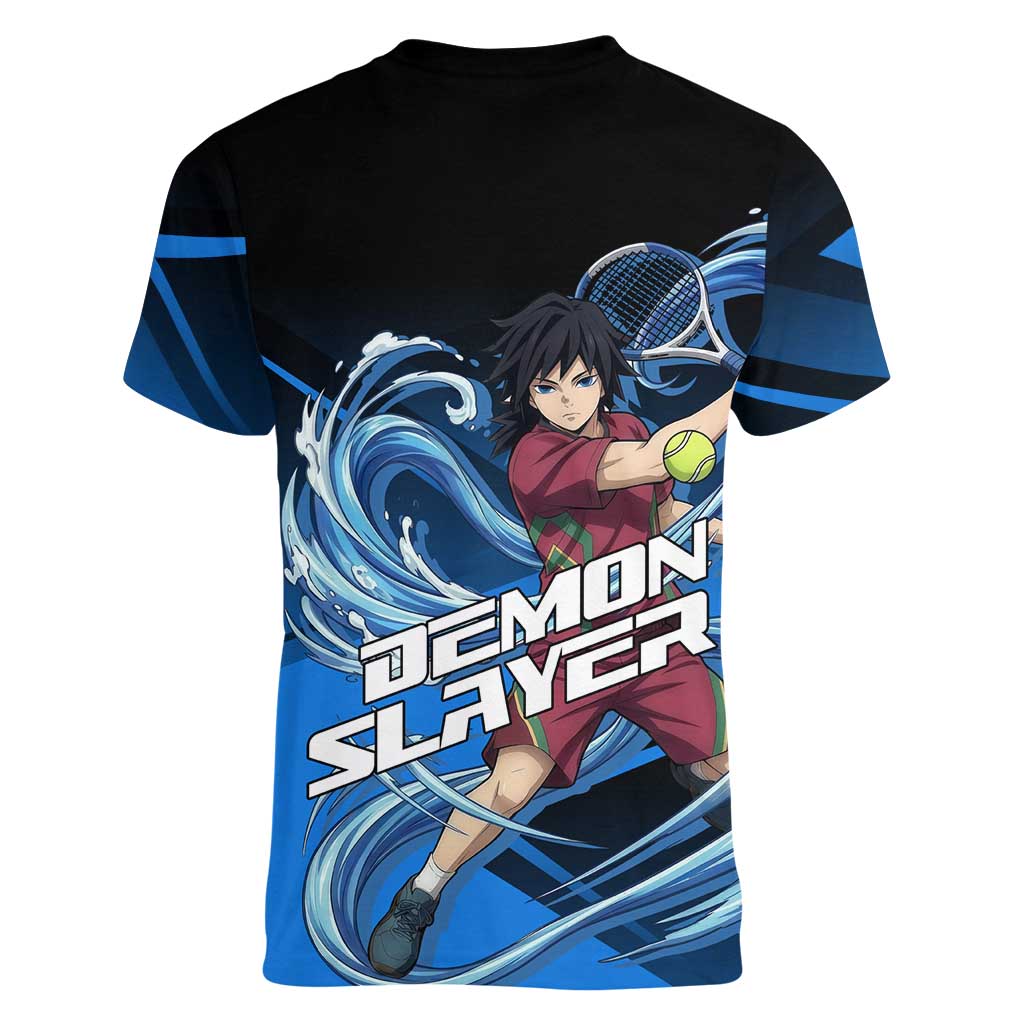 Giyuu Tomioka Water Serve Women V-Neck T-Shirt Sporty Anime Mashup Style