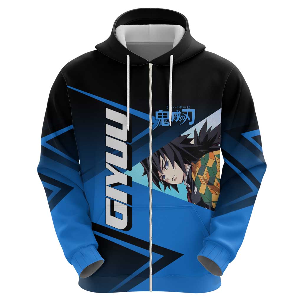Giyuu Tomioka Water Serve Zip Hoodie Sporty Anime Mashup Style