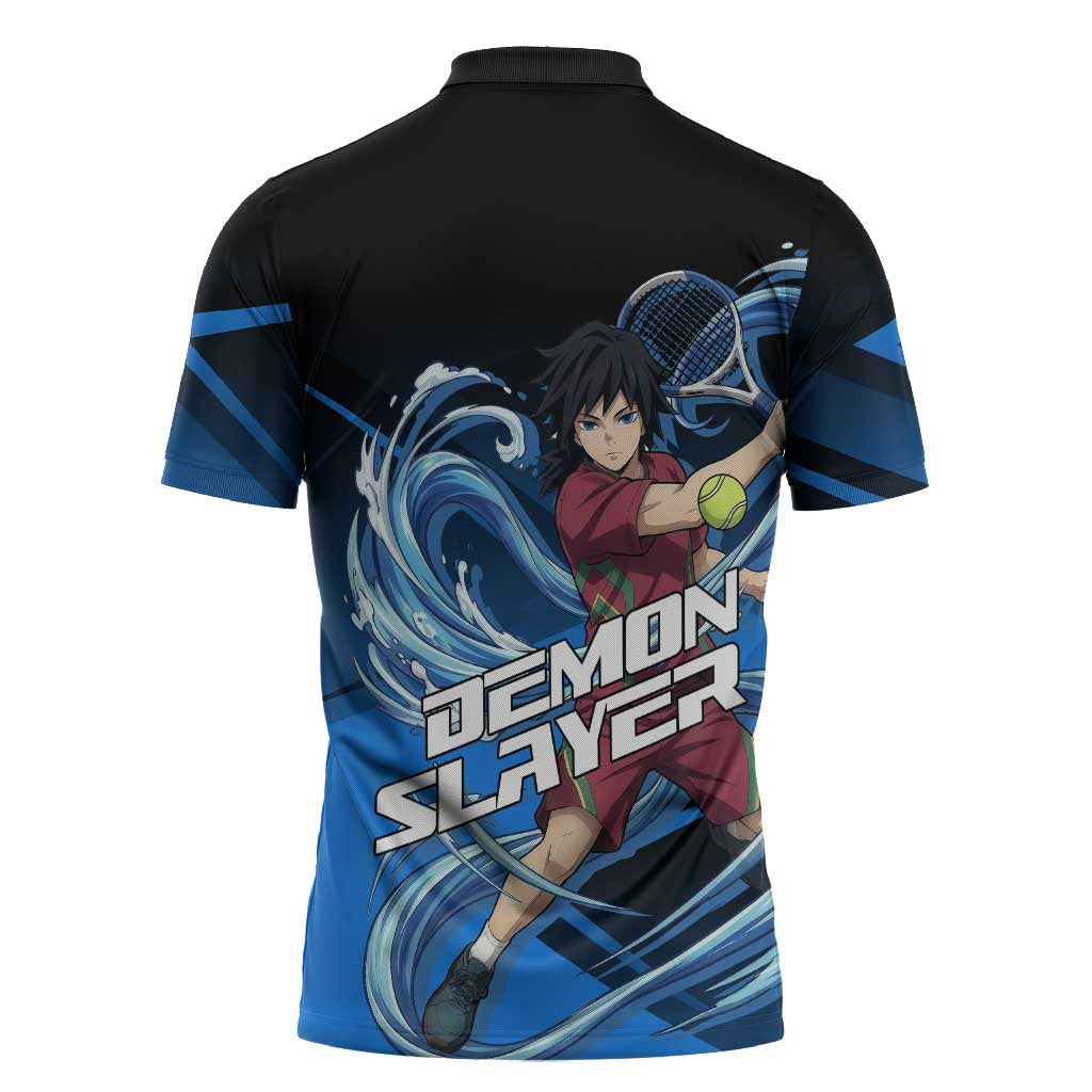 Giyuu Tomioka Water Serve Zipper Polo Shirt Sporty Anime Mashup Style