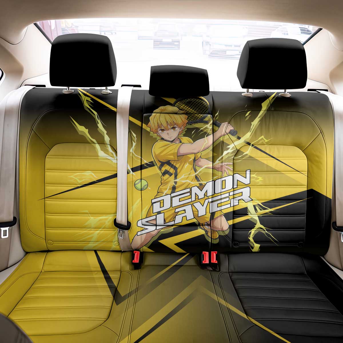 Zenitsu Agatsuma Thunder Smash Back Car Seat Cover Sporty Anime Mashup Style
