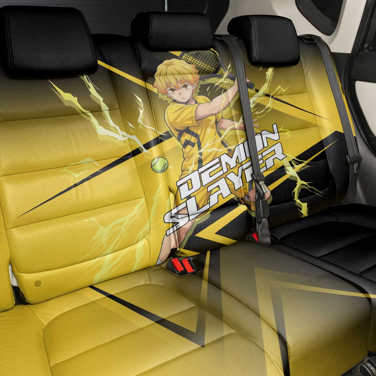 Zenitsu Agatsuma Thunder Smash Back Car Seat Cover Sporty Anime Mashup Style