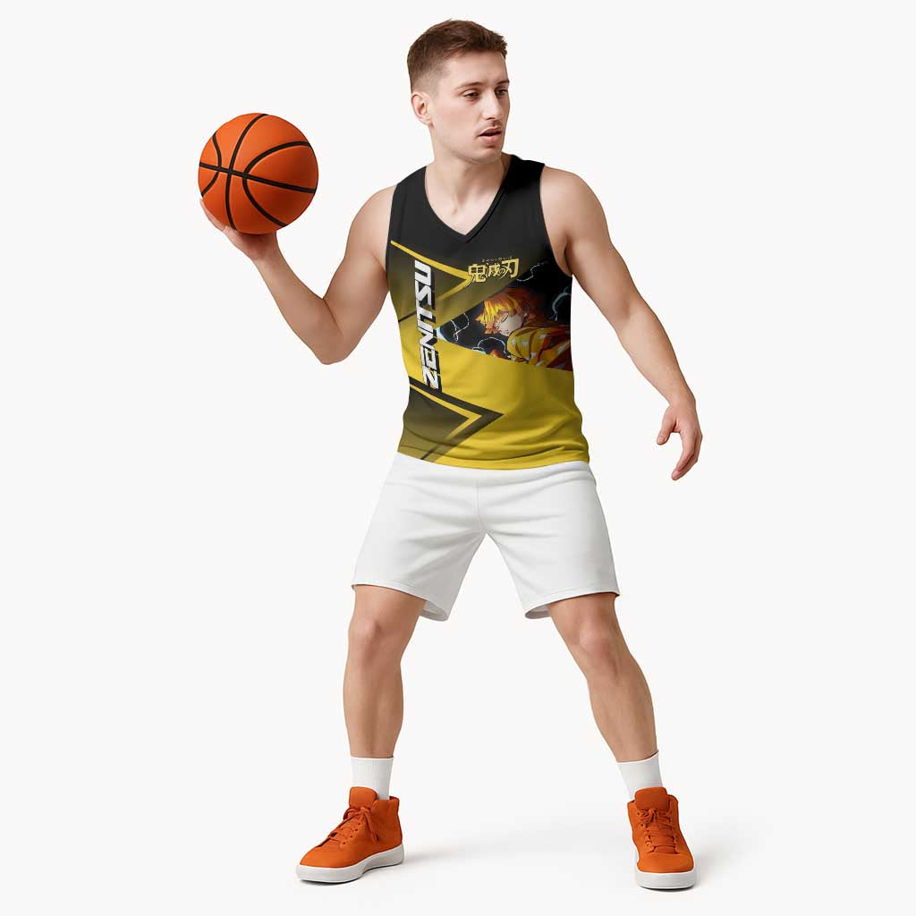 Zenitsu Agatsuma Thunder Smash Basketball Jersey Sporty Anime Mashup Style