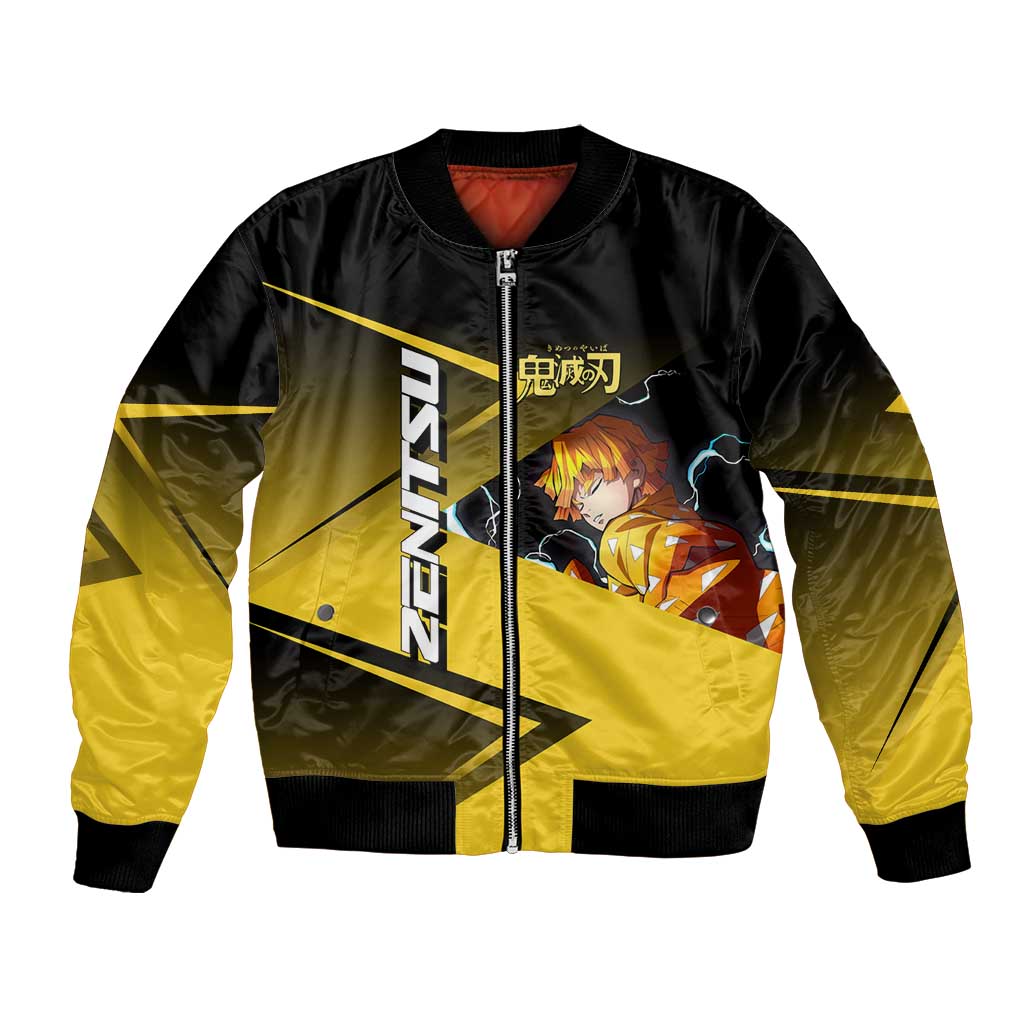 Zenitsu Agatsuma Thunder Smash Bomber Jacket Sporty Anime Mashup Style