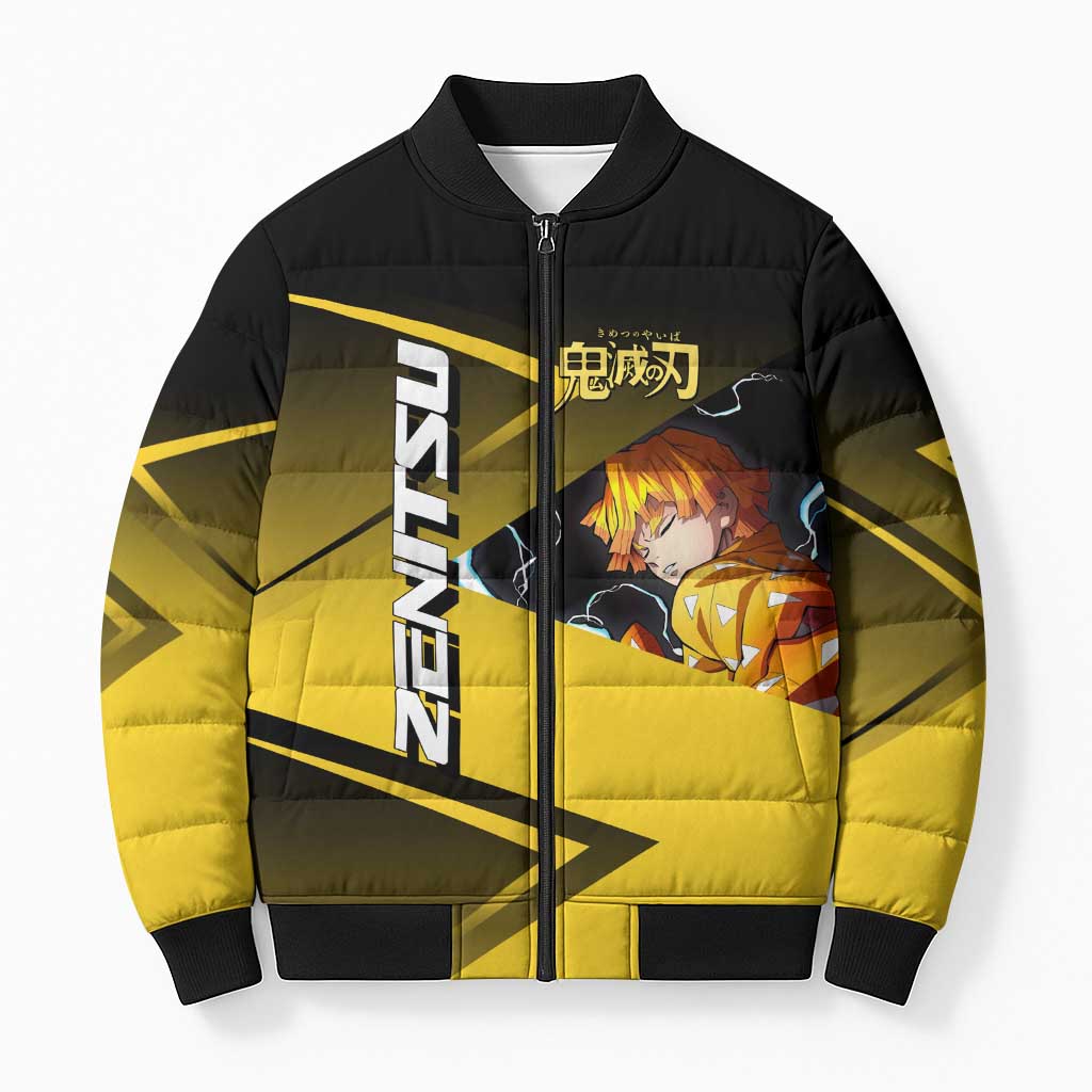 Zenitsu Agatsuma Thunder Smash Bomber Puffer Jacket Sporty Anime Mashup Style