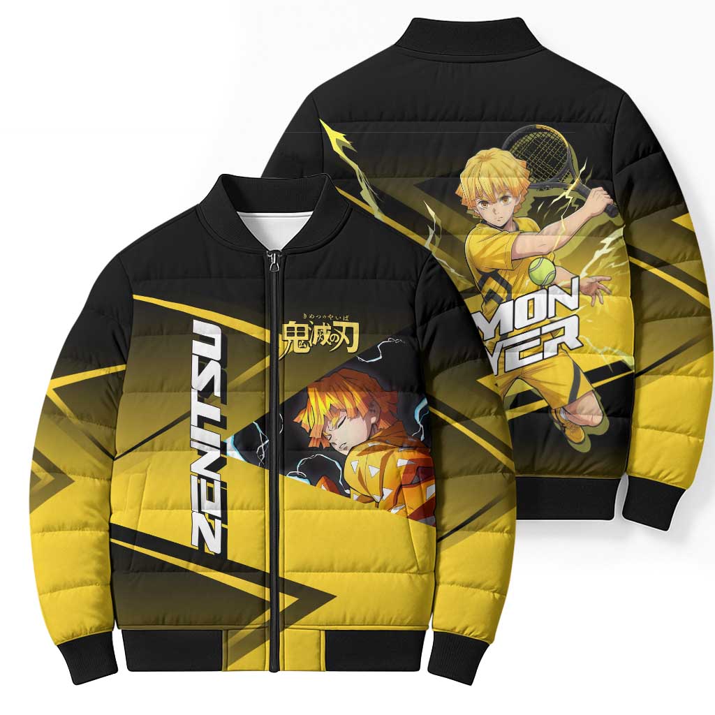 Zenitsu Agatsuma Thunder Smash Bomber Puffer Jacket Sporty Anime Mashup Style