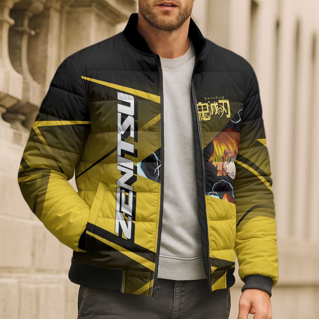 Zenitsu Agatsuma Thunder Smash Bomber Puffer Jacket Sporty Anime Mashup Style