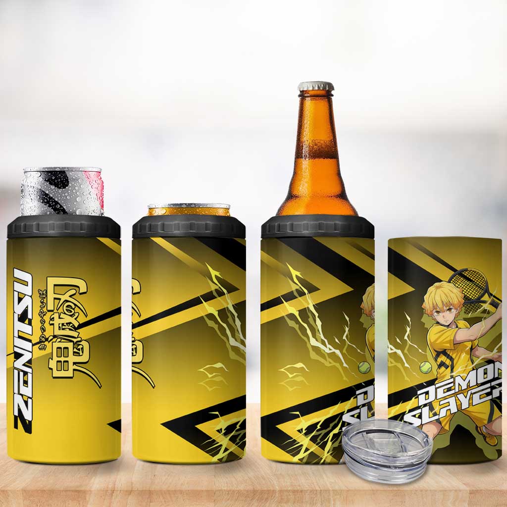 Zenitsu Agatsuma Thunder Smash 4 in 1 Can Cooler Tumbler Sporty Anime Mashup Style