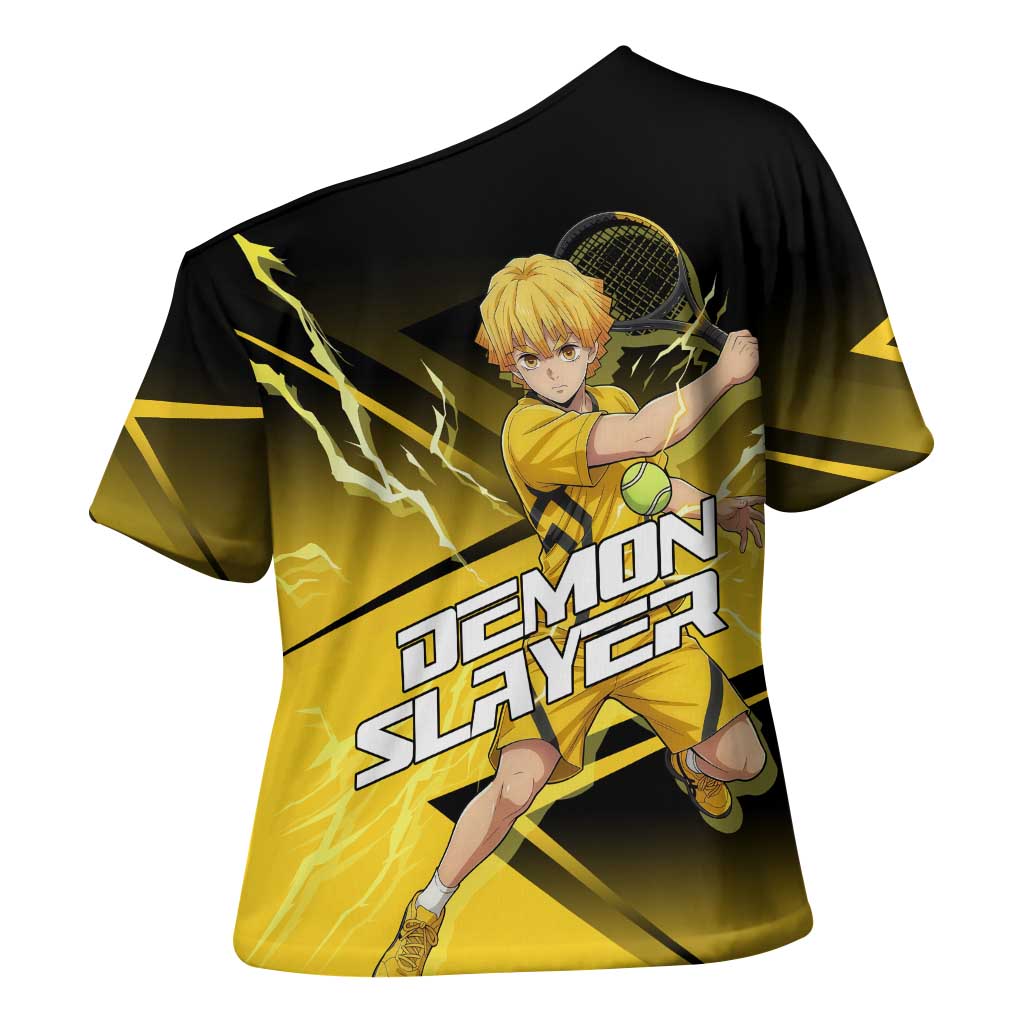 Zenitsu Agatsuma Thunder Smash Cross Shoulder Shirt Sporty Anime Mashup Style