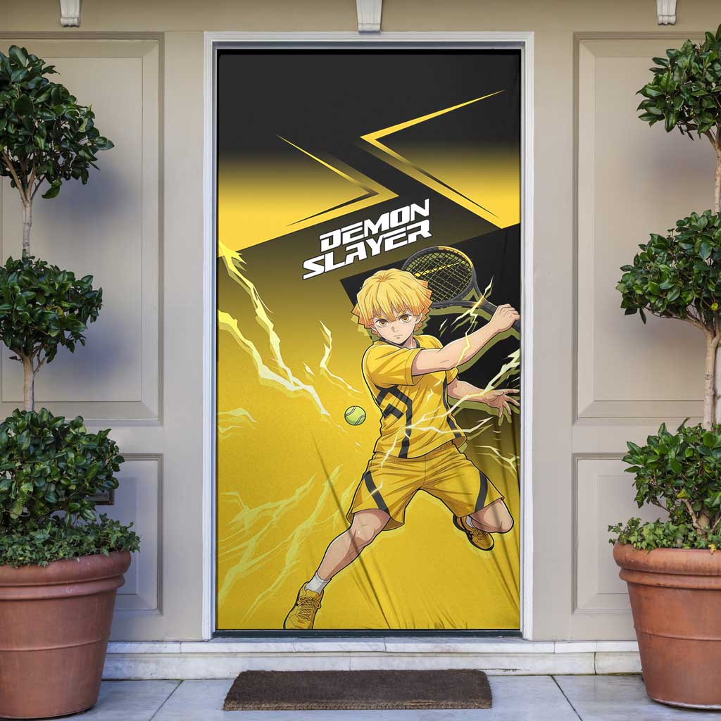 Zenitsu Agatsuma Thunder Smash Door Cover Sporty Anime Mashup Style