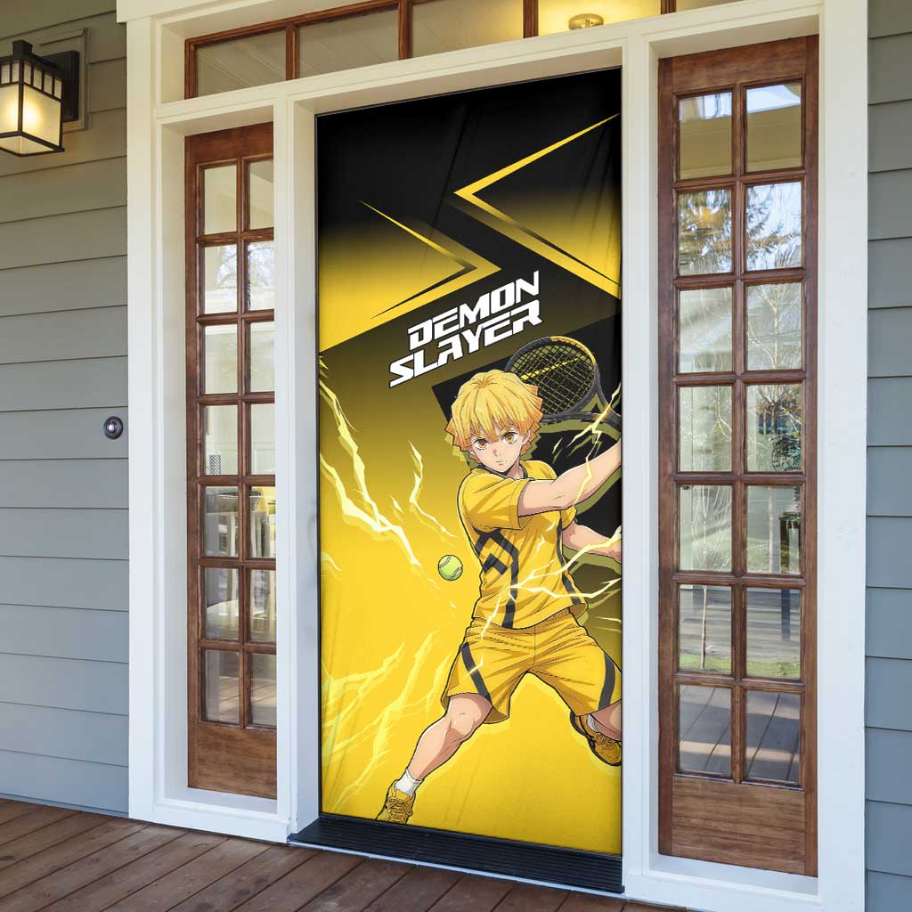Zenitsu Agatsuma Thunder Smash Door Cover Sporty Anime Mashup Style